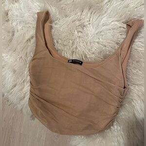 Zara Tan Corset Crop Top
